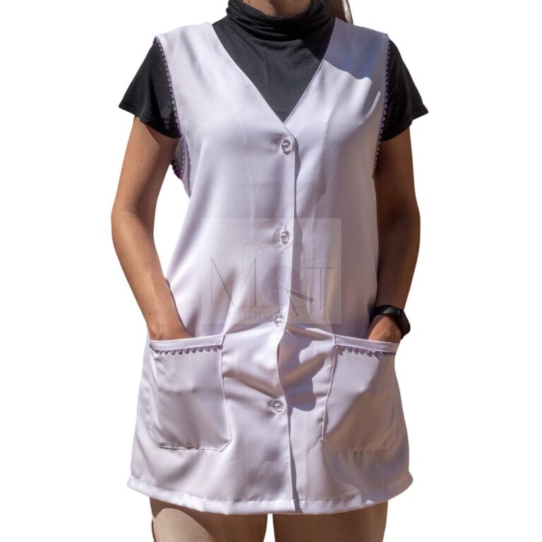 Jaleco feminino cavado com detalhes em sianinha