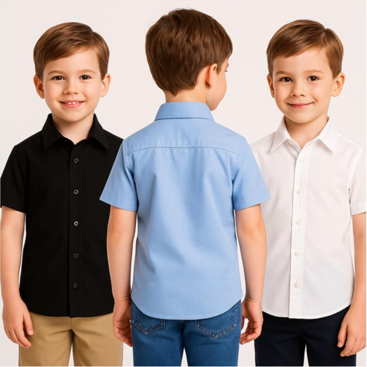 Camisa social infantil manga curta tamanhos 2 ao 1