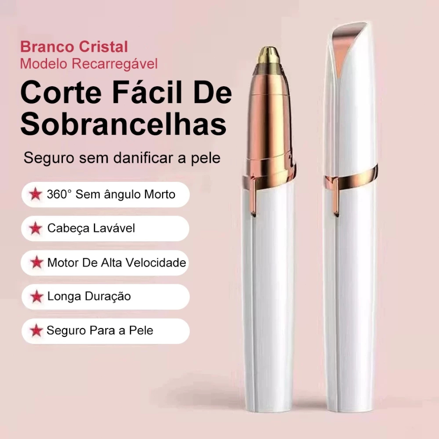 KIT Depiladora Caneta Aparadora De Sobrancelha Rosto Portátil Elétrico Recarregável