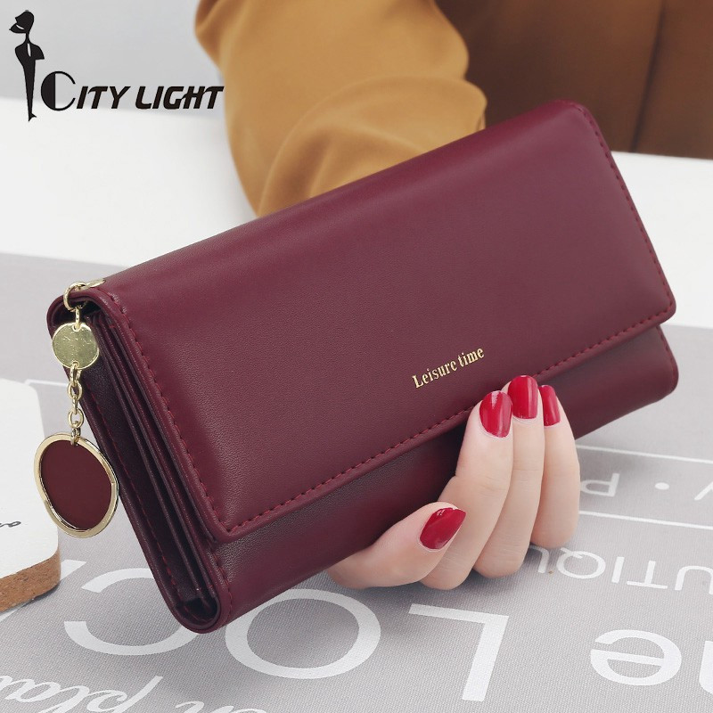 Carteira Comprida Multiuso Feminina / Porta-Cartão com Fivela / Bolsa Fashion para Mulheres D001 TM