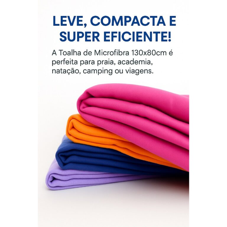 Toalha de Microfibra 130x80cm Secagem Rápida e Mu