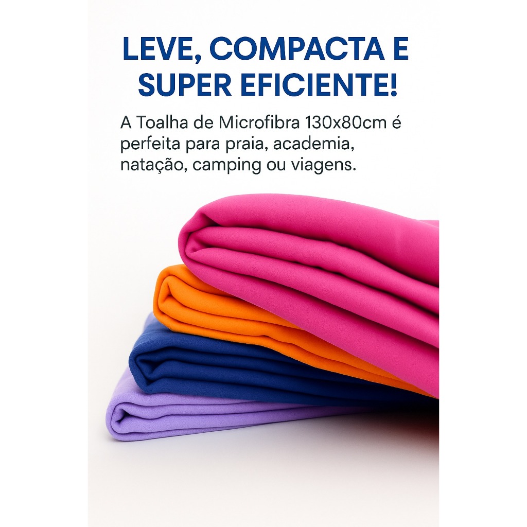 Toalha de Microfibra 130x80cm Secagem Rápida e Multiuso ,Natação e esportes – Alça Elástica