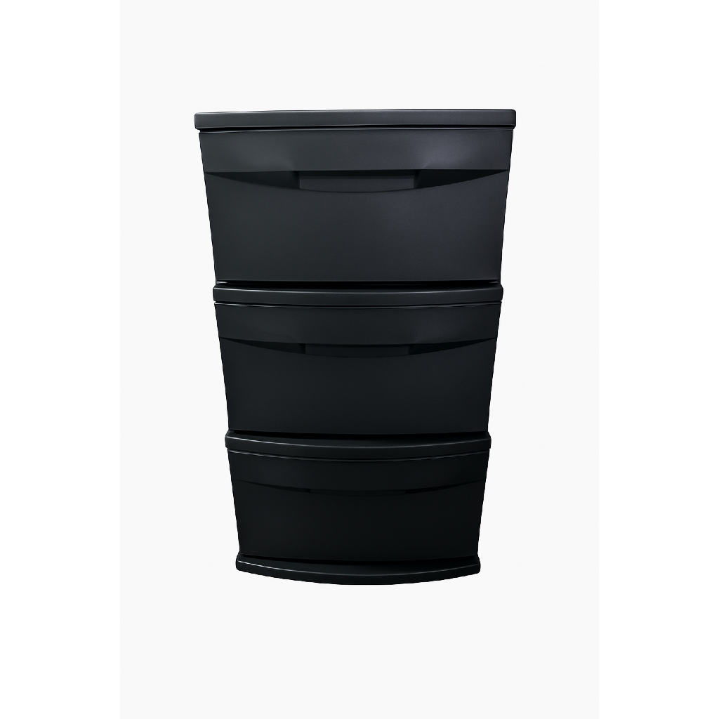 Gaveteiro De Chão 3 Gavetas Organizador Multiuso Preto