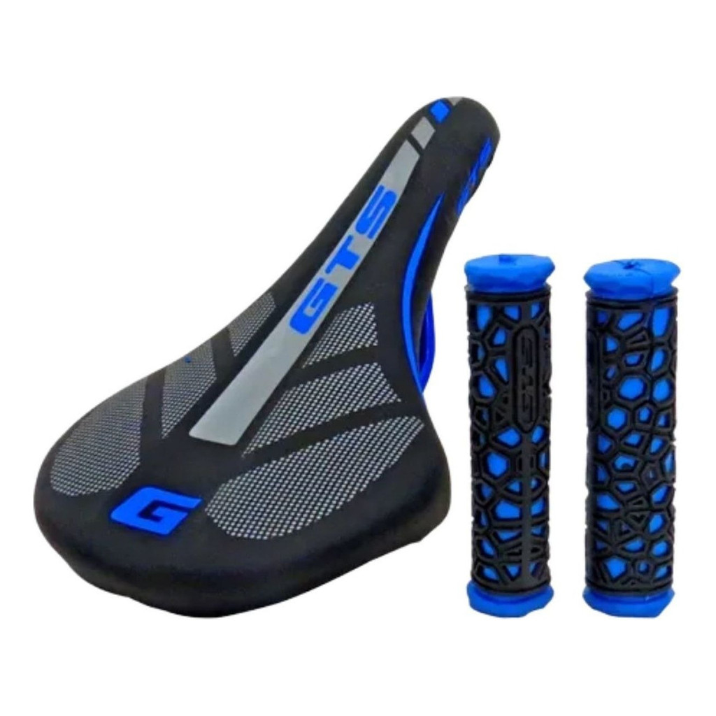 Banco Selim Gts Bicicleta Mtb Speed Preto + Manopla Confort