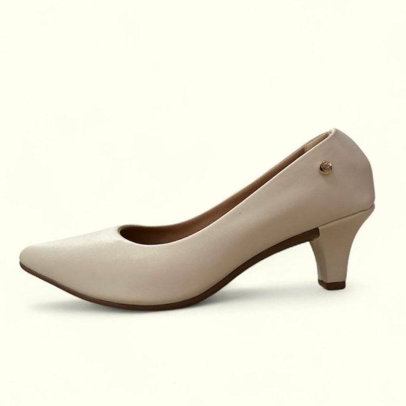Scarpin Feminino Salto Baixo Napa Bico Fino Confortável Macio Casual