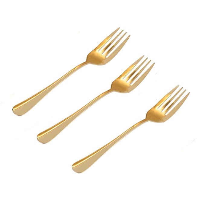 Kit 6 Garfo Dourado Forquilha De Aço Inoxidável 