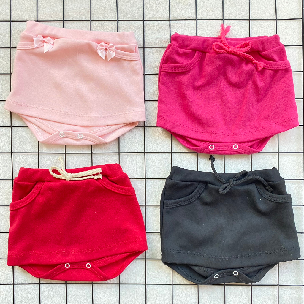 Short Saia Tapa Fralda Bebê Menina Verão 100% Algodão