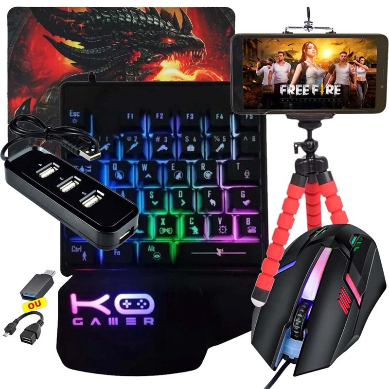 Kit Teclado Gamer para Celular – Compatível com Vários Modelos, Completo (Com Todos Acessórios) e co