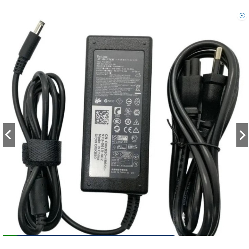 Fonte Carregador para Notebook Dell 19.5V 3.34A 65W Plug 4.5×3.0mm com Cabo Força