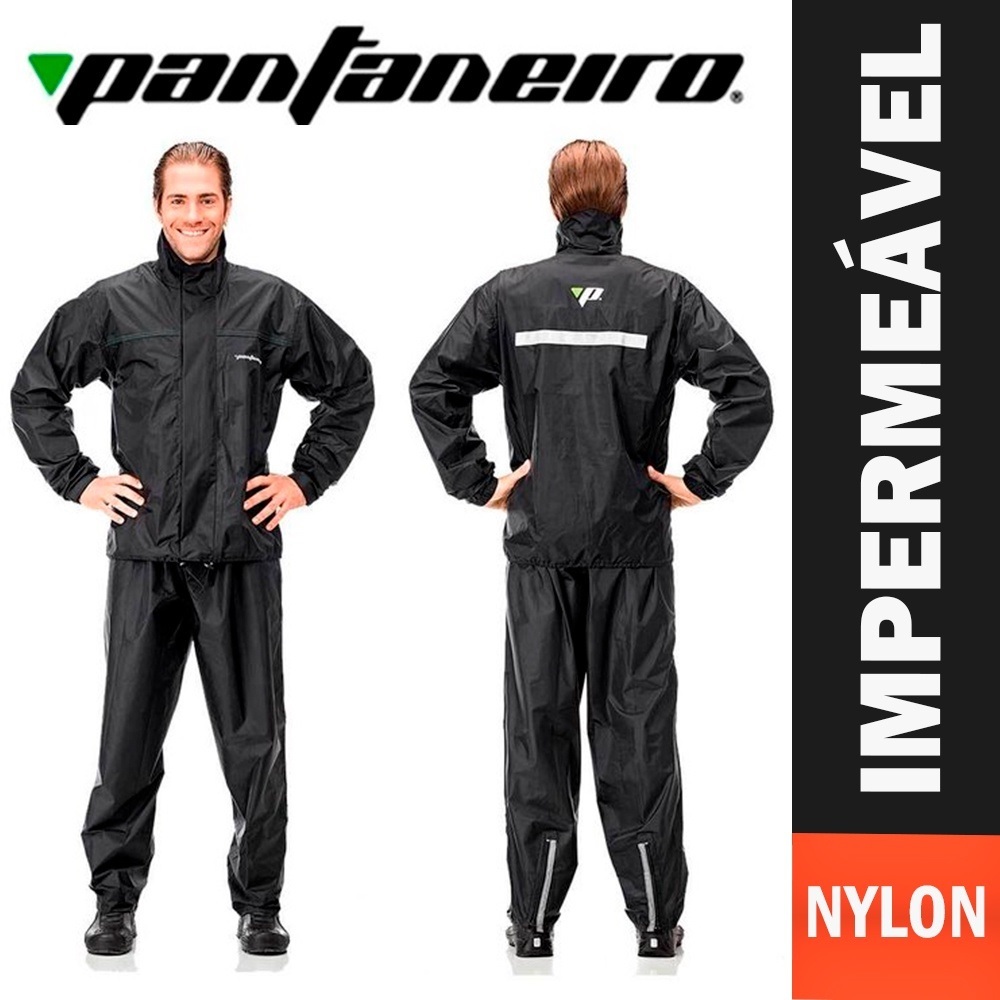 Capa De Chuva Motoqueiro Nylon Pantaneiro Com Gola