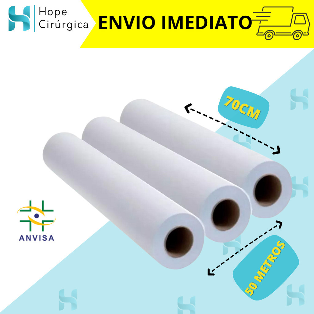 Lençóis Descartável – Papel Hospitalar para Maca 70×50 – 100% Celulose