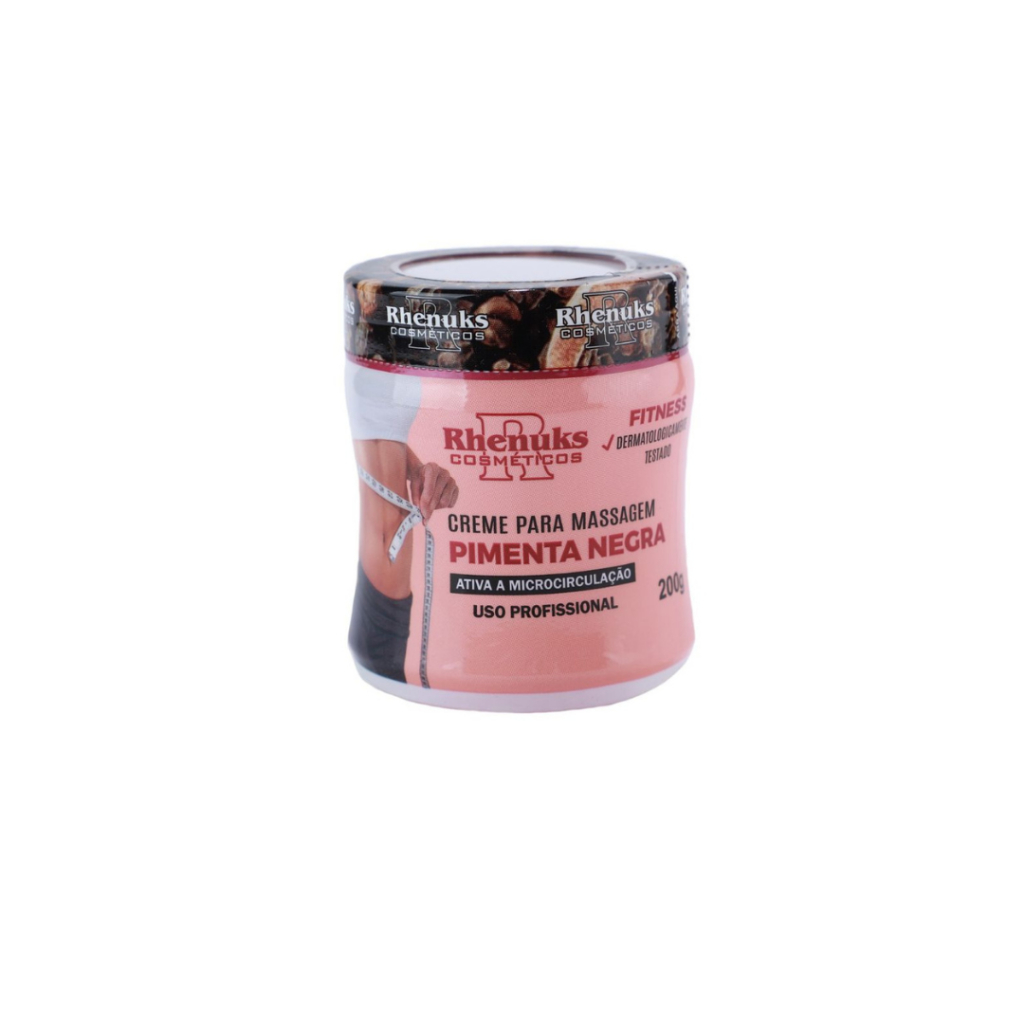Creme PIMENTA NEGRA Redutor de Medidas 200g – Rhenuks Cosméticos