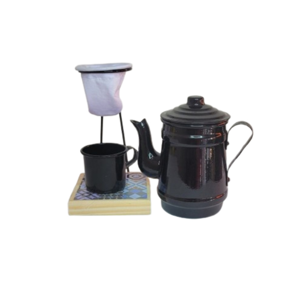 KIT PRIMER – SUP. C/ REFIL + 1 BULE + 1 XICARA EM ALUMÍNIO PRETO