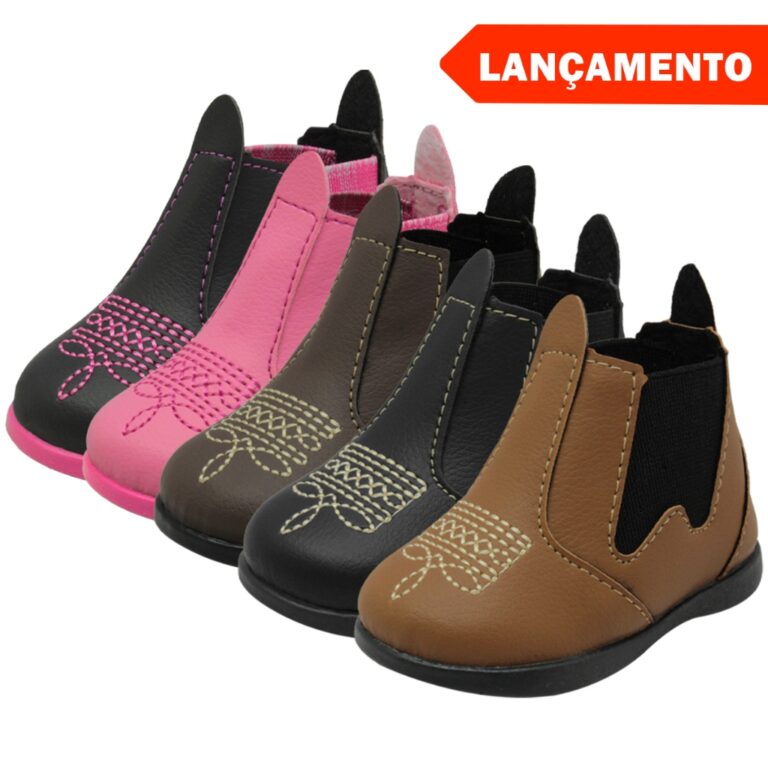 Bota Botina Bordada Infantil Menino Menina Country