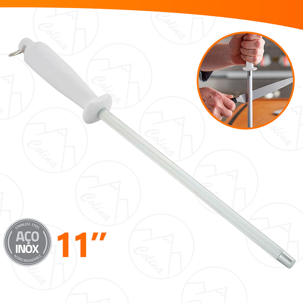 Chaira Profissional Estriada Amoladora Para Facas 11 Com Cabo Ergonômico