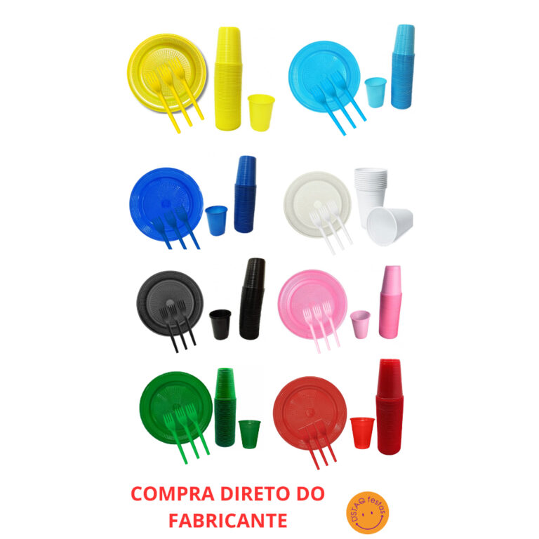 KIT FESTA DESCARTAVEL 150 PEÇAS 50 PESSOAS –