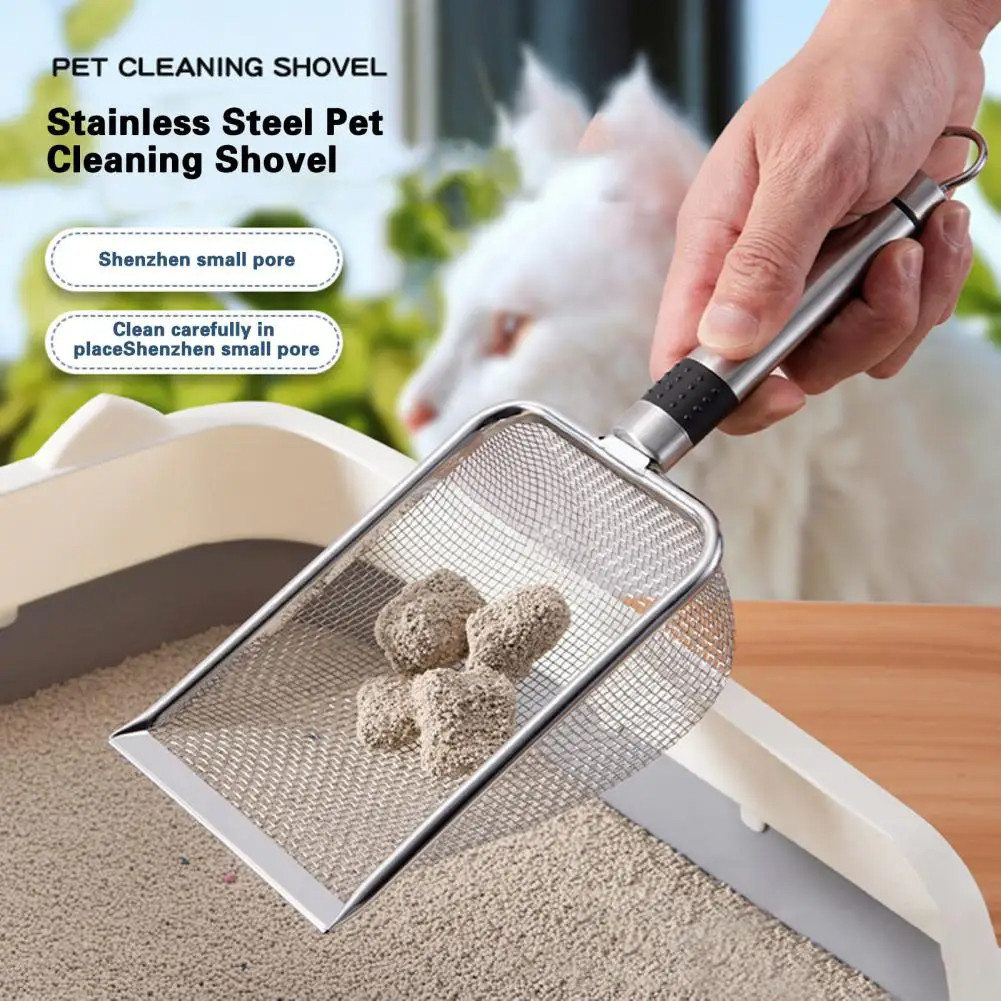 2 Prática Pá De Aço Inoxidável Para Animais De Estimação Confortável Scooper De Ninhada De Gato