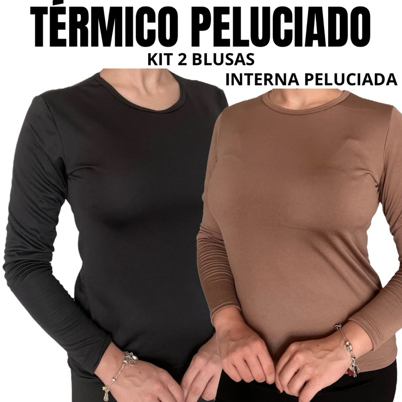 Kit 2 Blusa Térmica Feminina Peluciada Inverno Segunda Pele