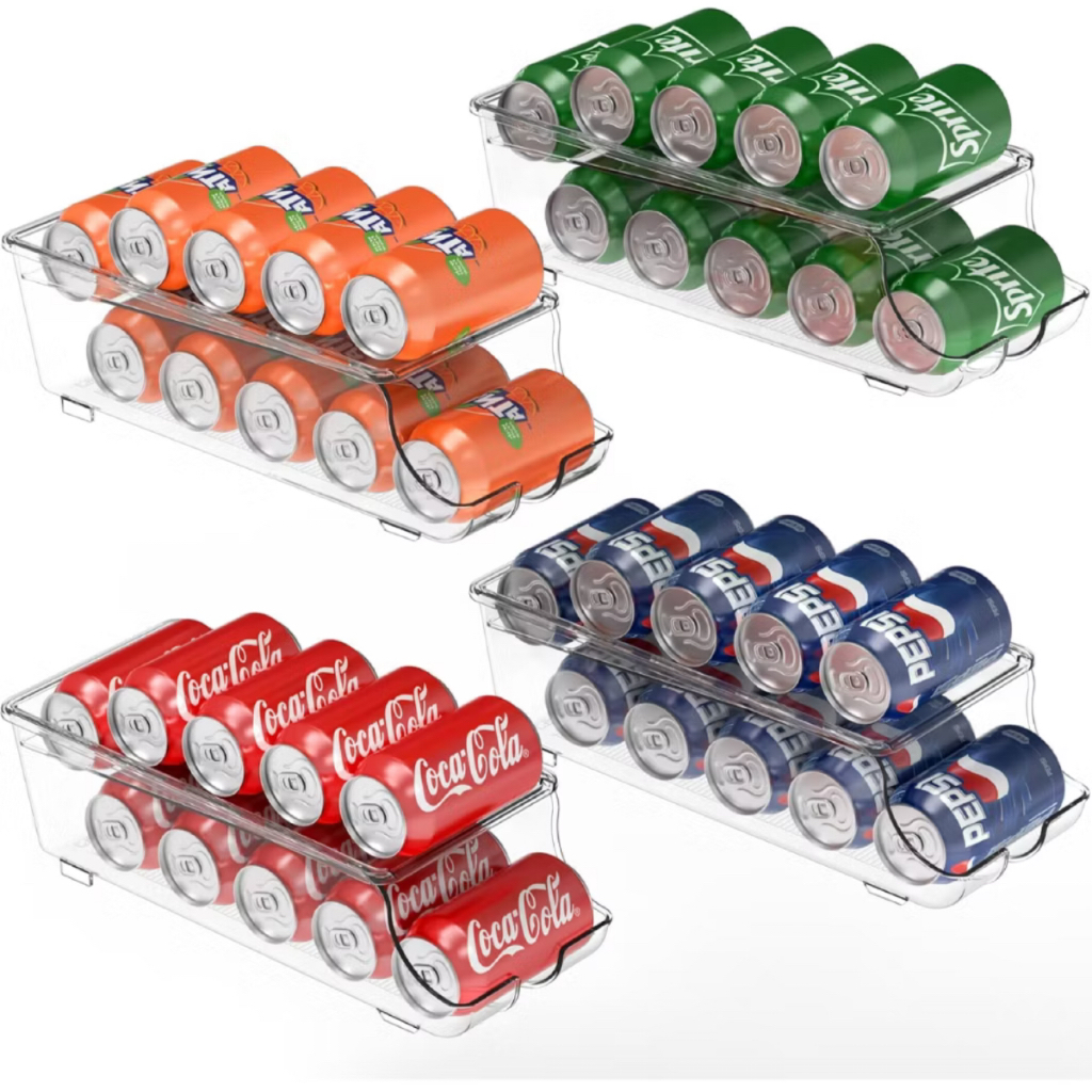 Kit 2 Organizador Lata Refrigerante Cerveja Acrílico Suporte De Geladeira