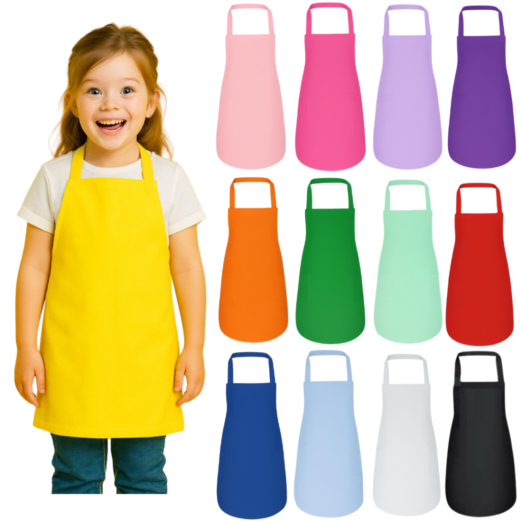 Avental Infantil Unisex Criança em Tecido Oxford Escolar Pintura Cozinha Culinária Aniversário Arte