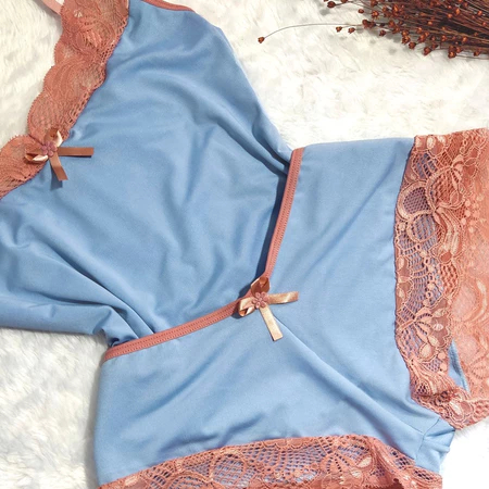 Baby Doll de Renda Short Doll Sexy Romantic Camise
