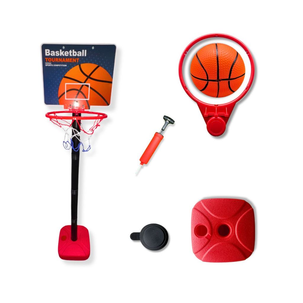 Cesta de Basquete Infantil Altura Regulável com Bola e Inflador  Brinquedo para Coordenação Motora