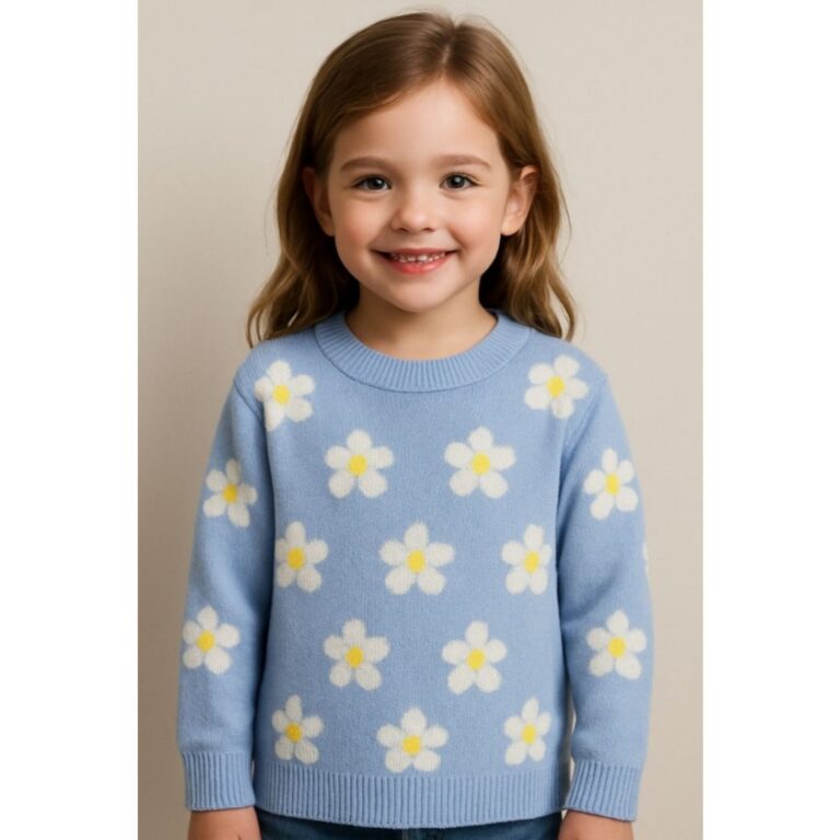 Blusa Sueter Infantil com Flores Margaridas Menina