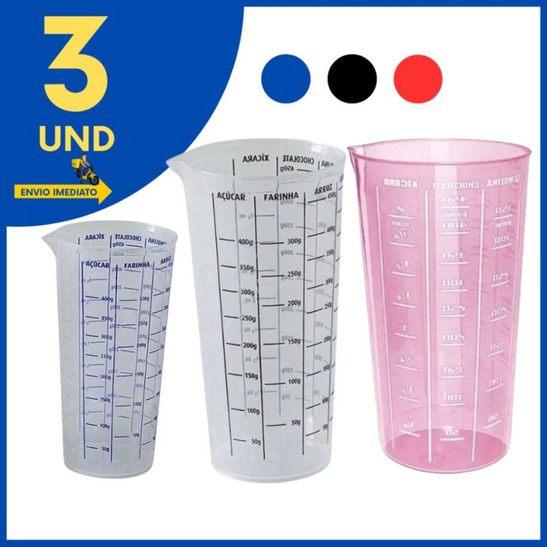 Kit 3 Copo Medidor 500ml Plástico Resistente com 
