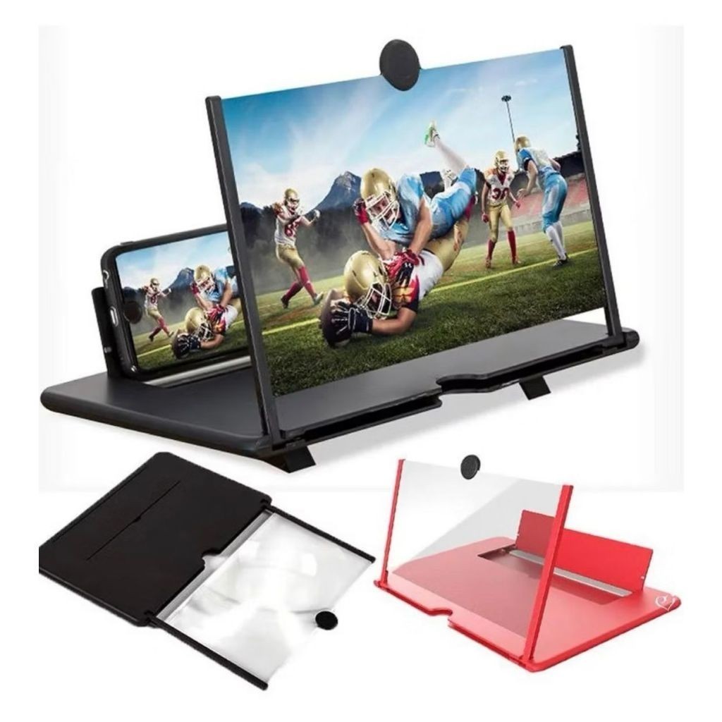 Lupa Ampliadora de Tela Curva 3D para Celular  10 com Efeito HD, Antirreflexo e Suporte Dobrável par