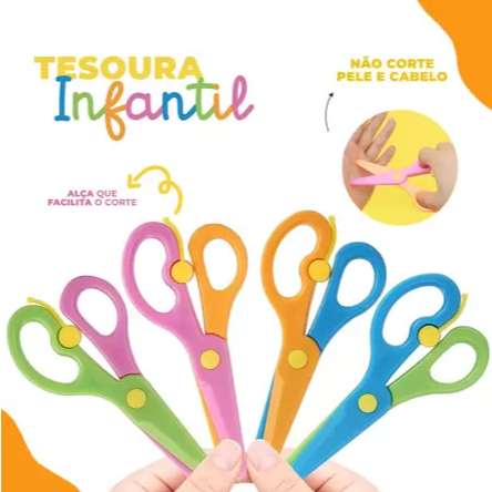 Tesoura Escolar Infantil Kids Não Corta Cabelo Le