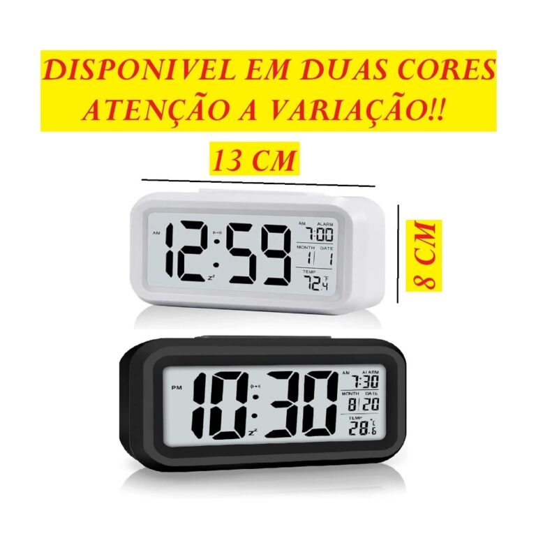 Relógio Digital 13×8 Mesa Despertador Com Le