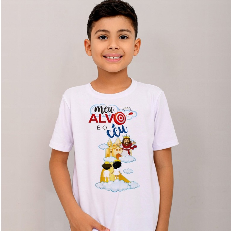 Camiseta Infantil Unissex Meu alvo é o céu Ministério Infantil