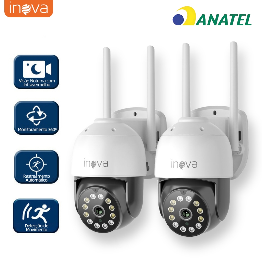 INOVA Câmera segurança Prova Dágua sem fio gira 360° HD 1080P IP66 APP YOOSEE 110-220V
