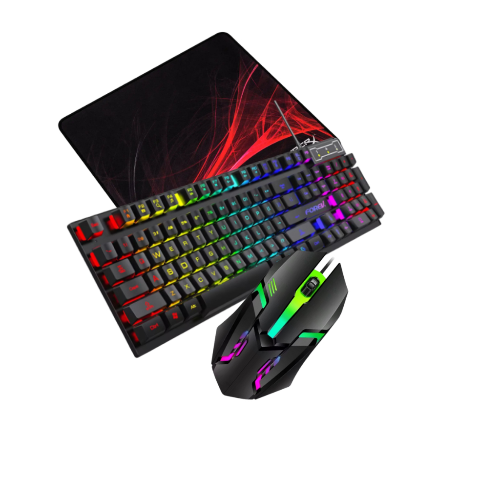 Kit Gamer: Teclado Semi Mecânico RGB + Mouse RGB Óptico + Mouse Pad  Profissional, PC, Not, Xbox,Ps5