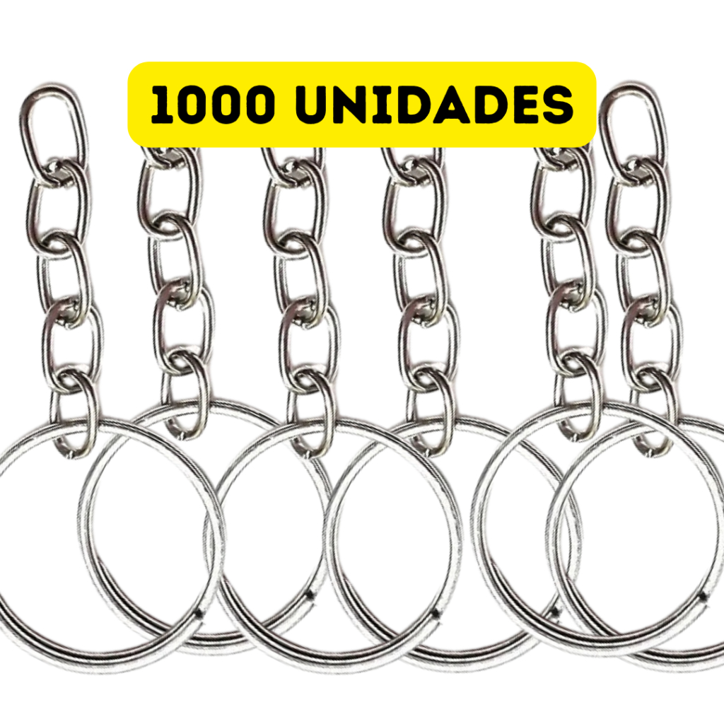 Argola Chaveiro Com Corrente 20mm 1000 Unidades Para Chaves Chaveiros Presentes Artesanato
