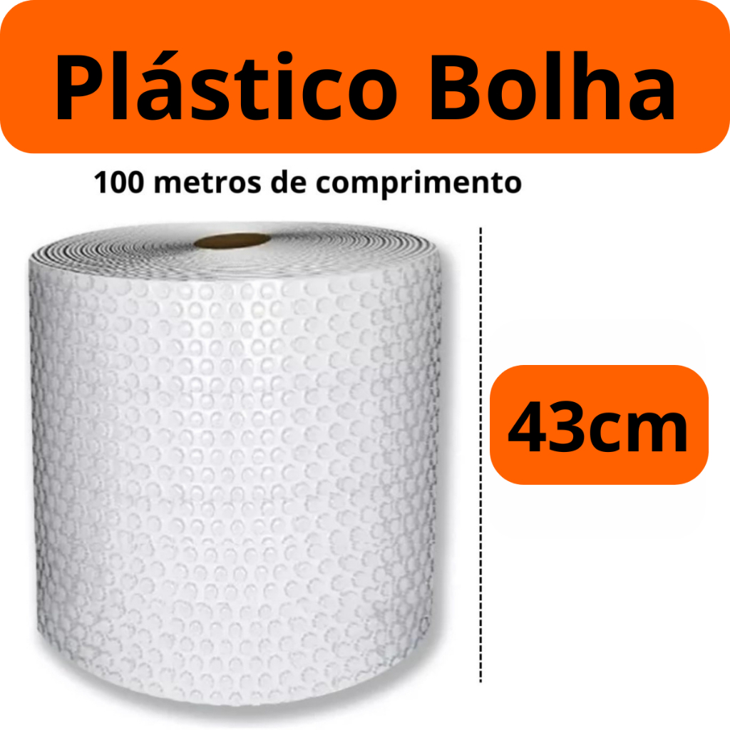 Plástico Bolha – Bobina 43cm X 100 Metros E-commerce 25 Micras Bolha Mudança