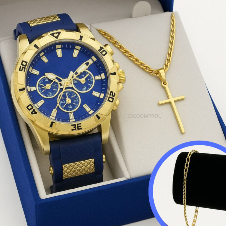 Relógio Masculino Luxo Banhado 18K De Silicone Co