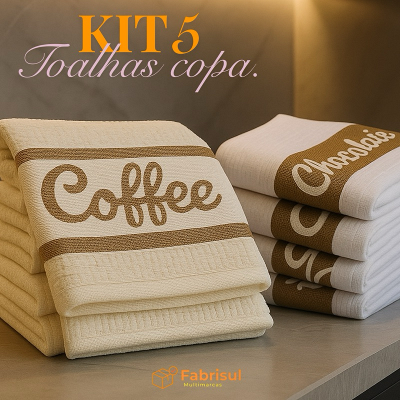 Kit 5 e 3 Panos de Copa Felpudos Jacquard 100% Algodão Alta Absorção 45x60cm