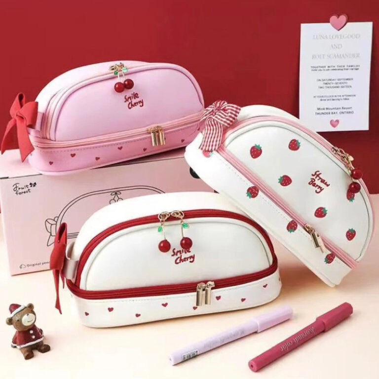 Estojo De Lápis PU Dupla Camada De Grande Capacid