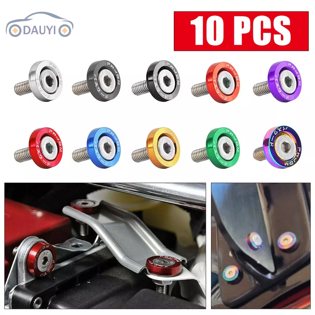 10 Peças M6 Fixadores Modificados Para Carros Arruela De Pára-Lamas Hex Fender Motor Parafusos De Cô