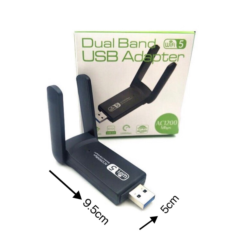 Adaptador Wi-fi Dual Band 2-4G e 5G USB 3.0 5Ghz 1300Mbps 2 Antenas