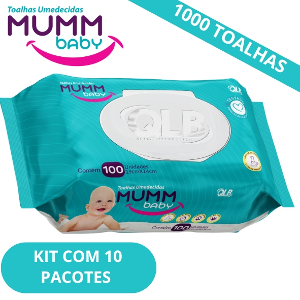 Kit com 10 Lenços/Toalhas Umedecidas Mumm Baby C/