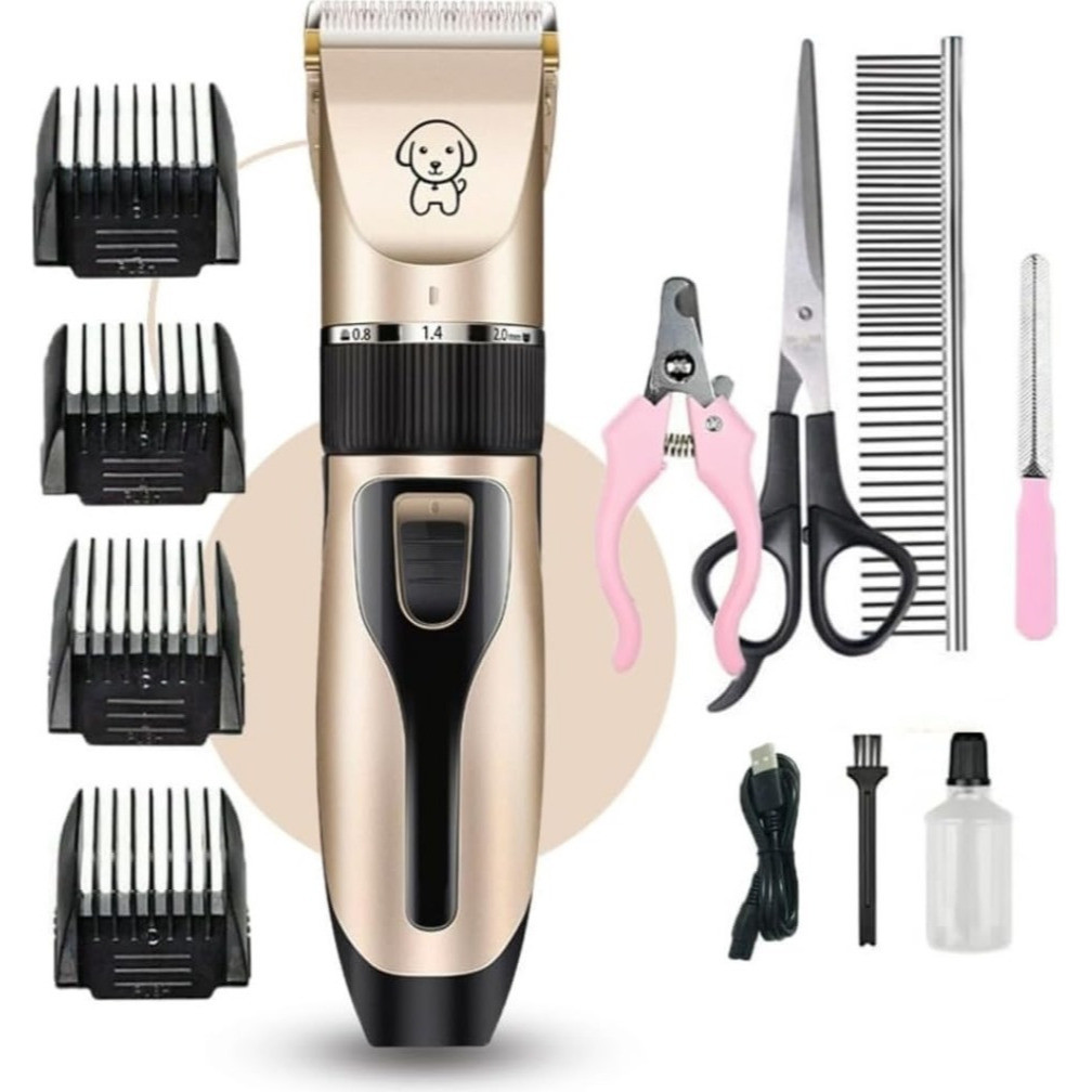 Kit Máquina Para Tosar Pet + Tesoura + Pente + Lixa Máquina Profissional Para Cachorro E Gato