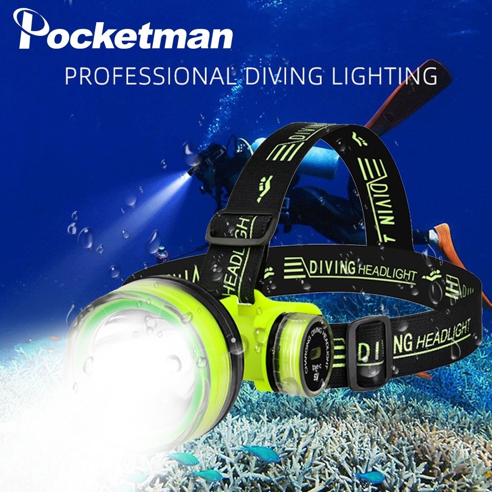 Lanterna De Cabeça De Mergulho Pocketman Farol Subaquático IPX7 Led À Prova Dágua Recarregável ECOOD