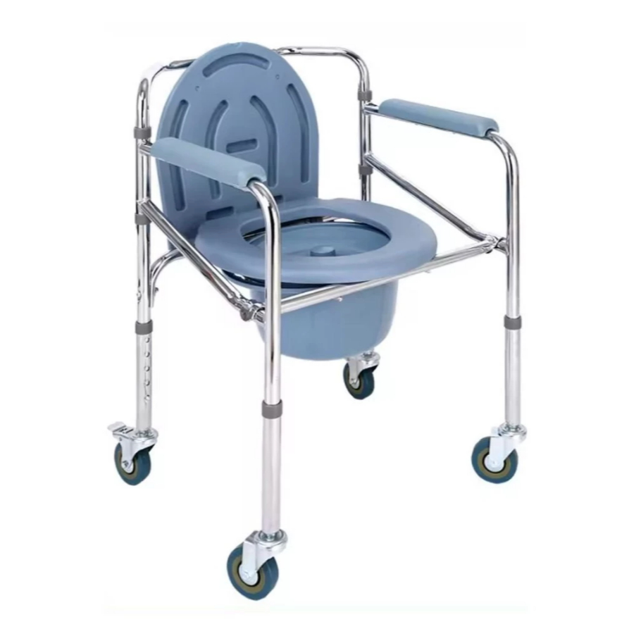 Cadeira De Banho Com Rodas e Coletor Dobrável Higiênica Resistente e Prática