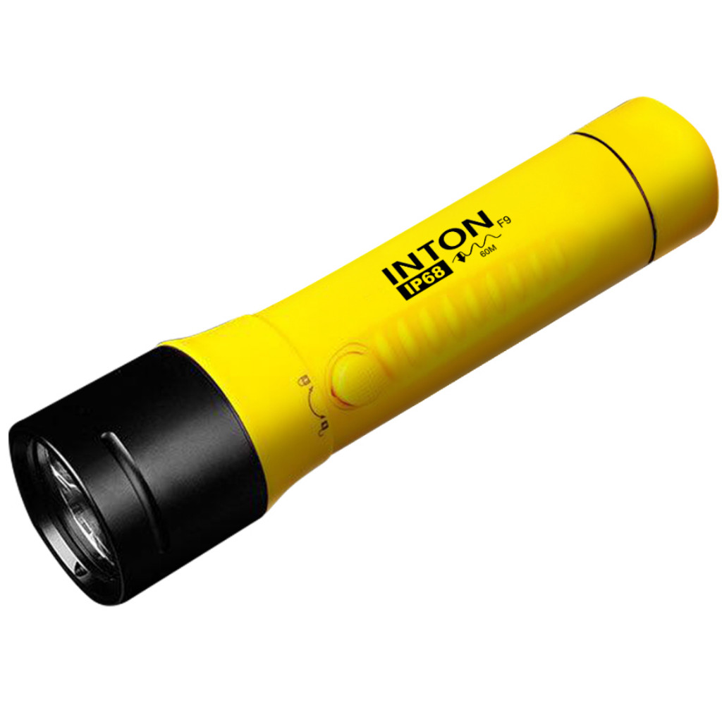 Lanterna Mergulho Inton F9 Ip68 100 M Pesca Sub Ultra Forte à Prova DÁgua Proficional 3000 Lumens