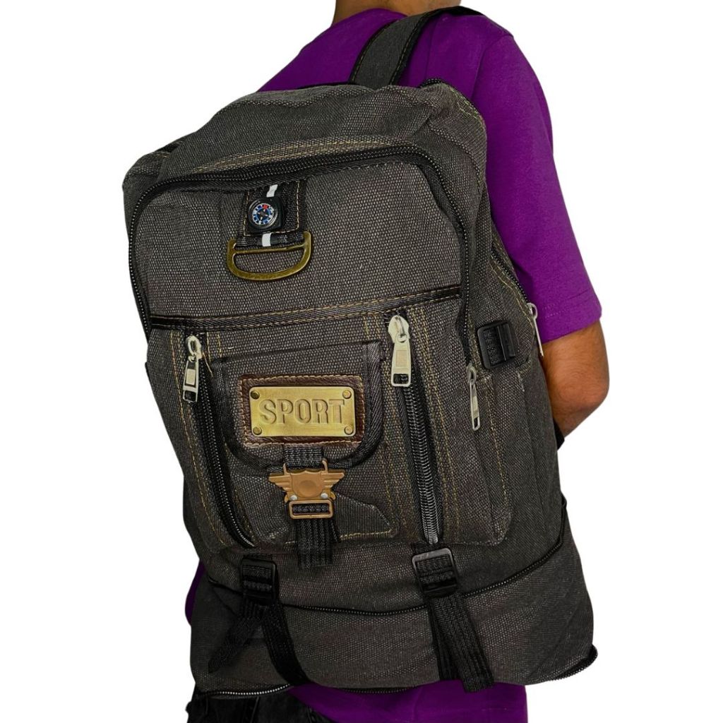 Mochila Masculina Lona 50 Litros Viagem Passeio Motoboy Esporte Trilha Viagem 803