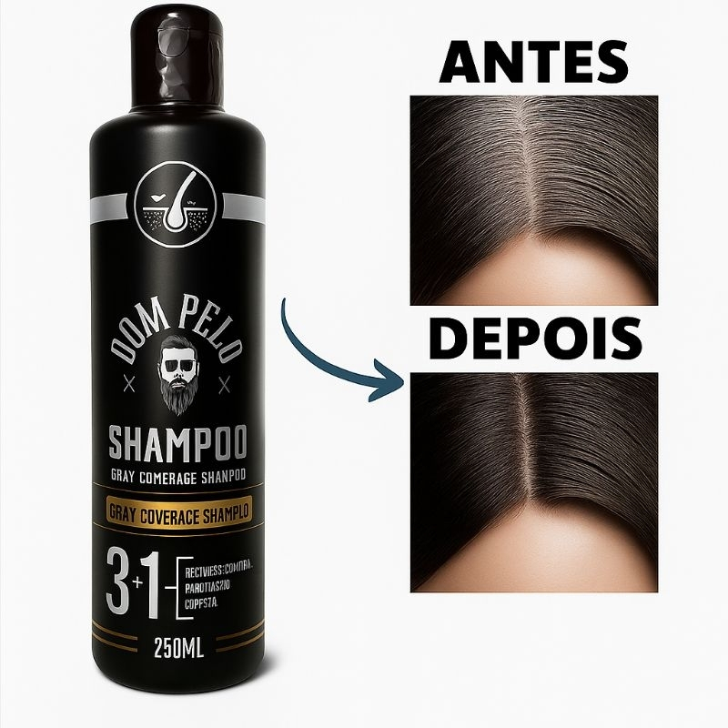 Shampoo Escurecedor De Cabelos 3 Em 1 Unissex Brancos Grisalhos Dom Pelo – 250ml
