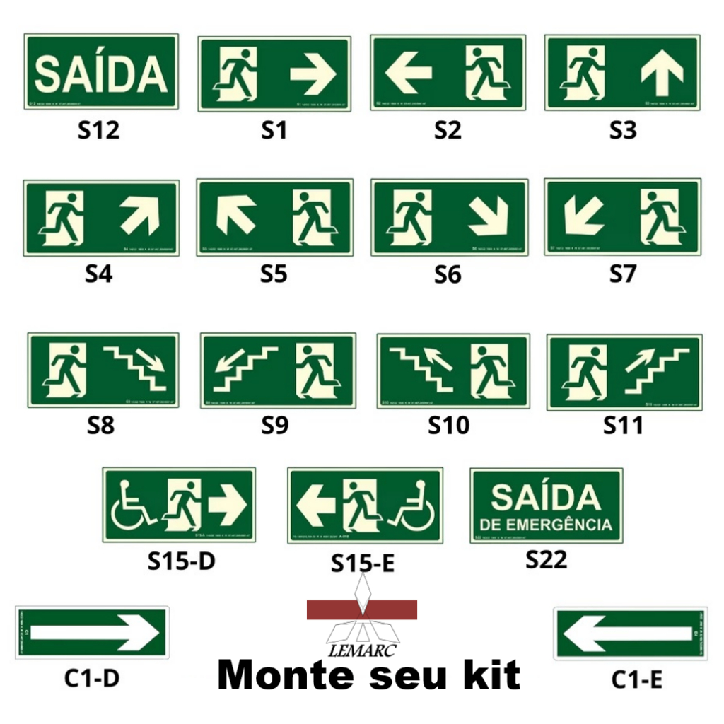 Placa Sinalização Rota de Fuga – Fotoluminescente 20×10 PVC