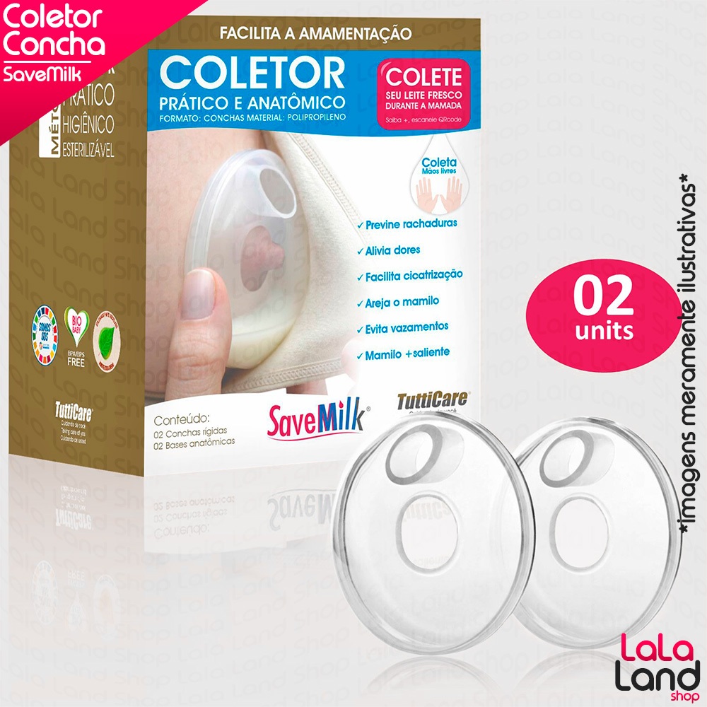 Kit 2 Conchas Amamentação Coletora Savemilk Pós Parto Base Rígida Tutticare